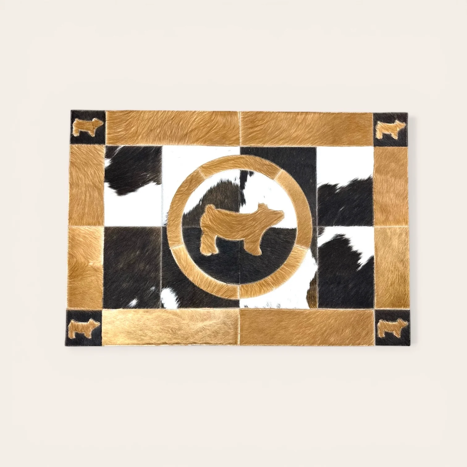 2x3’ pig cowhide patchwork rug