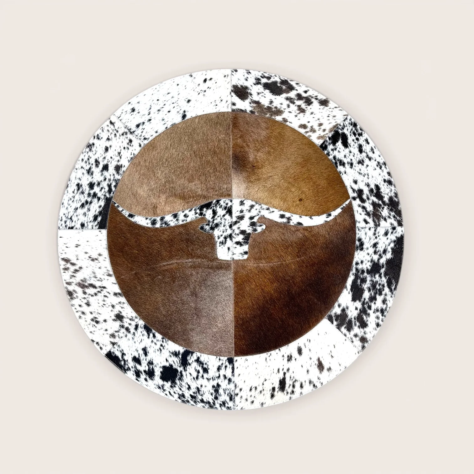 3x3’ Longhorn cowhide patchwork rug