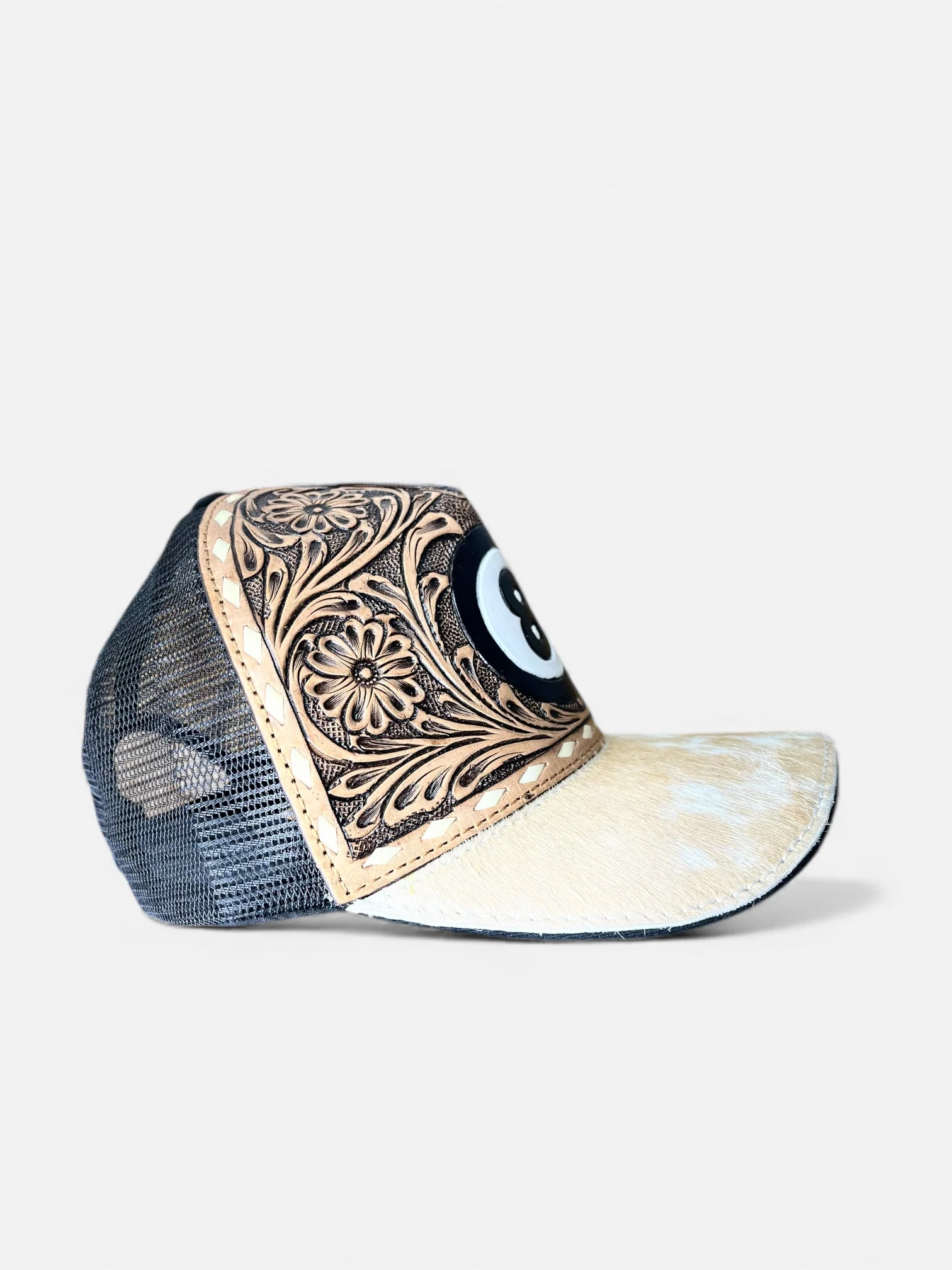 8 ball tooled leather cap