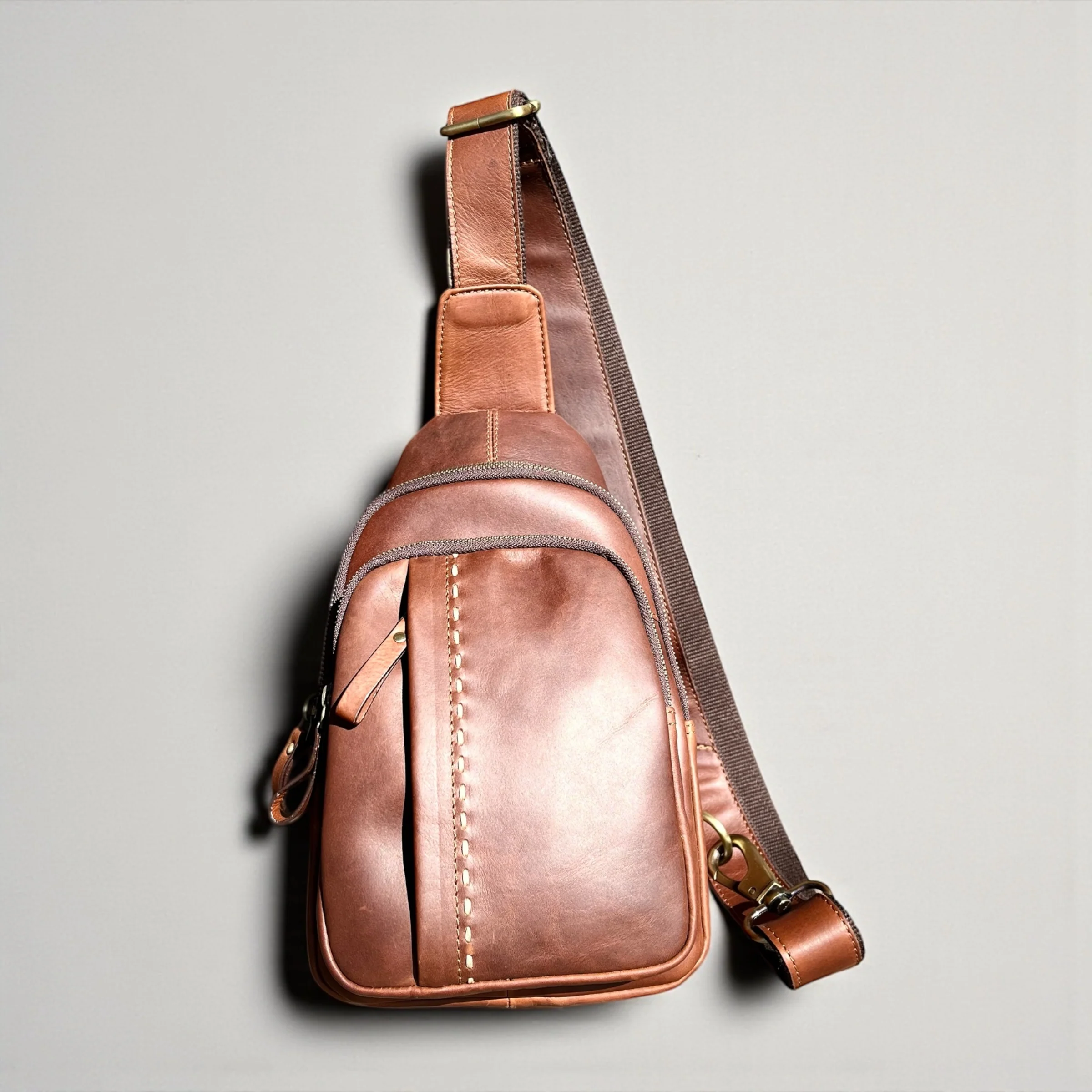 All leather sling bag