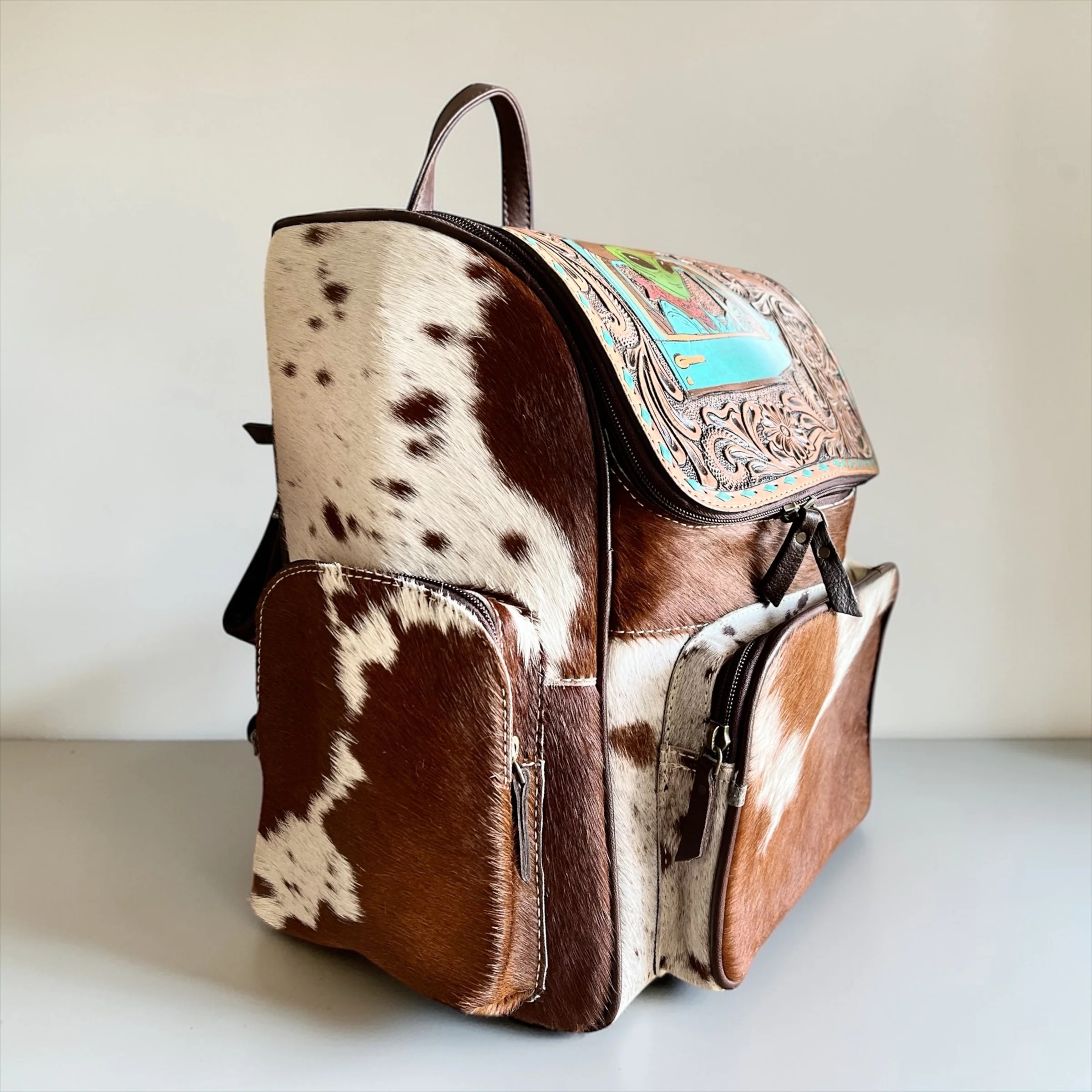 Area 51 tooled leather & cowhide backpack - Image 4