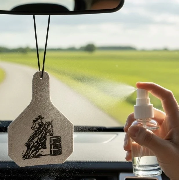 Barrel racer cowhide freshener