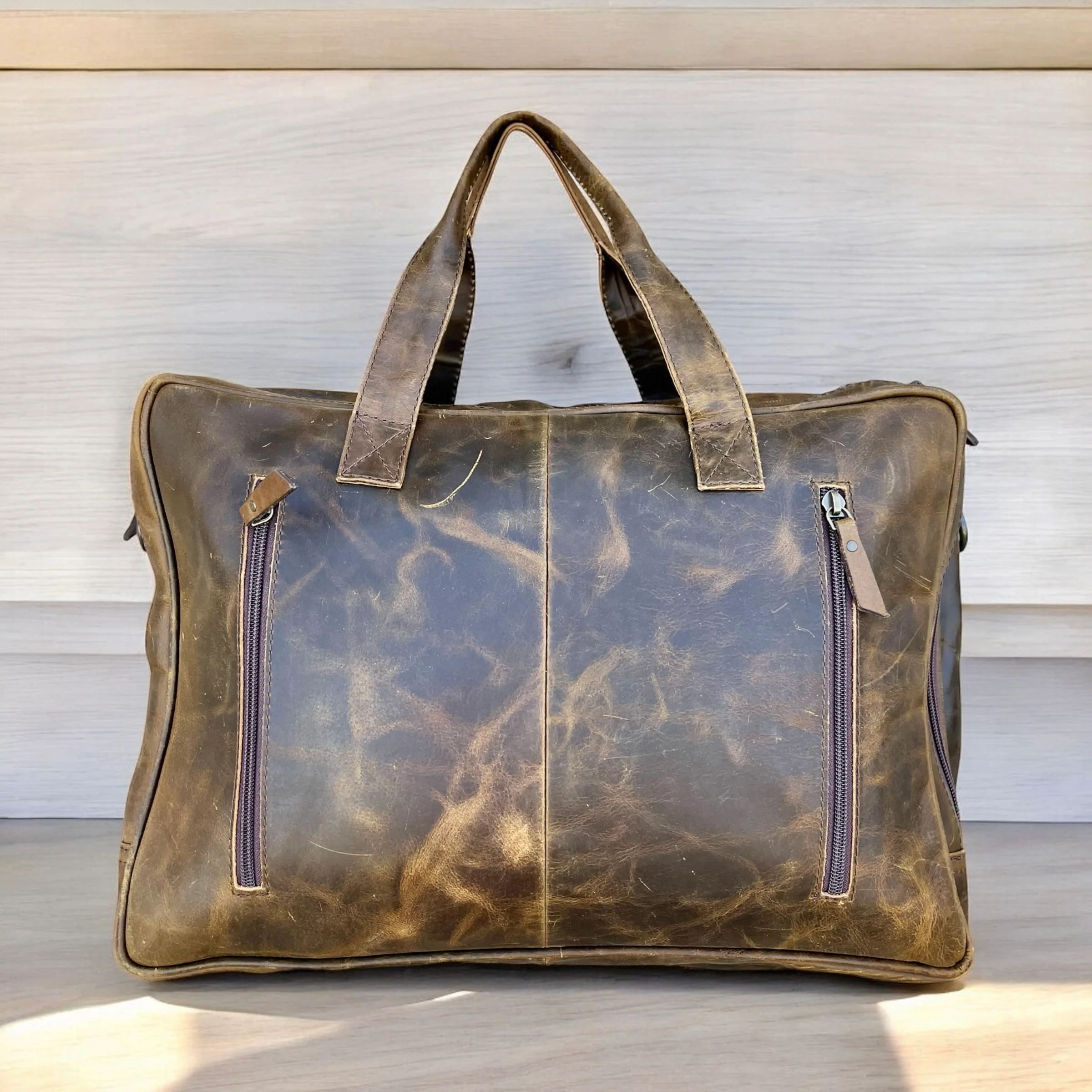 Basketweave rustic tooled leather Briefcase - Image 3