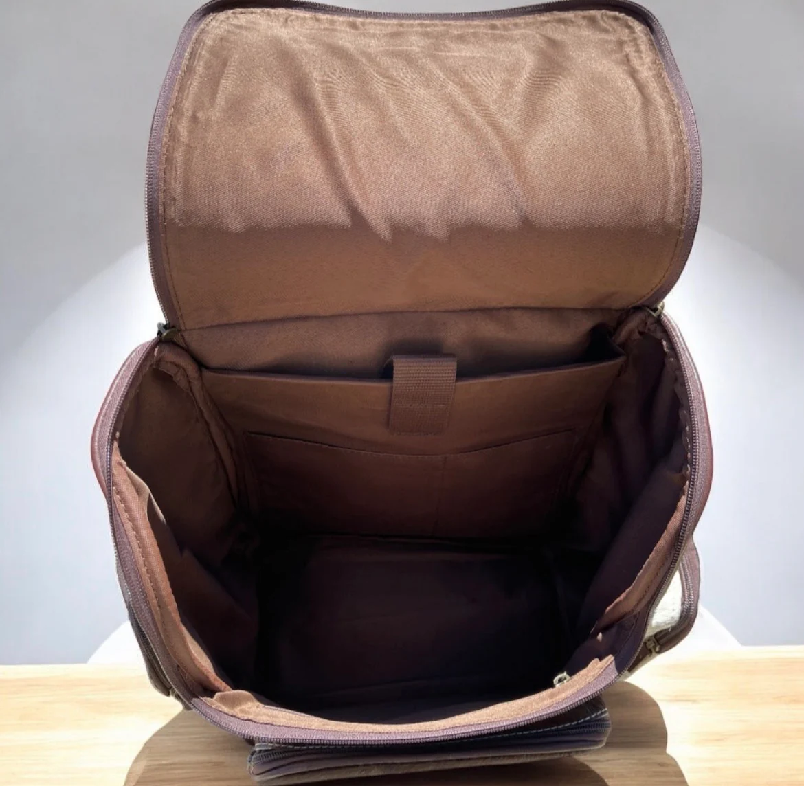 Basketweave tooled leather & cowhide backpack - Image 5