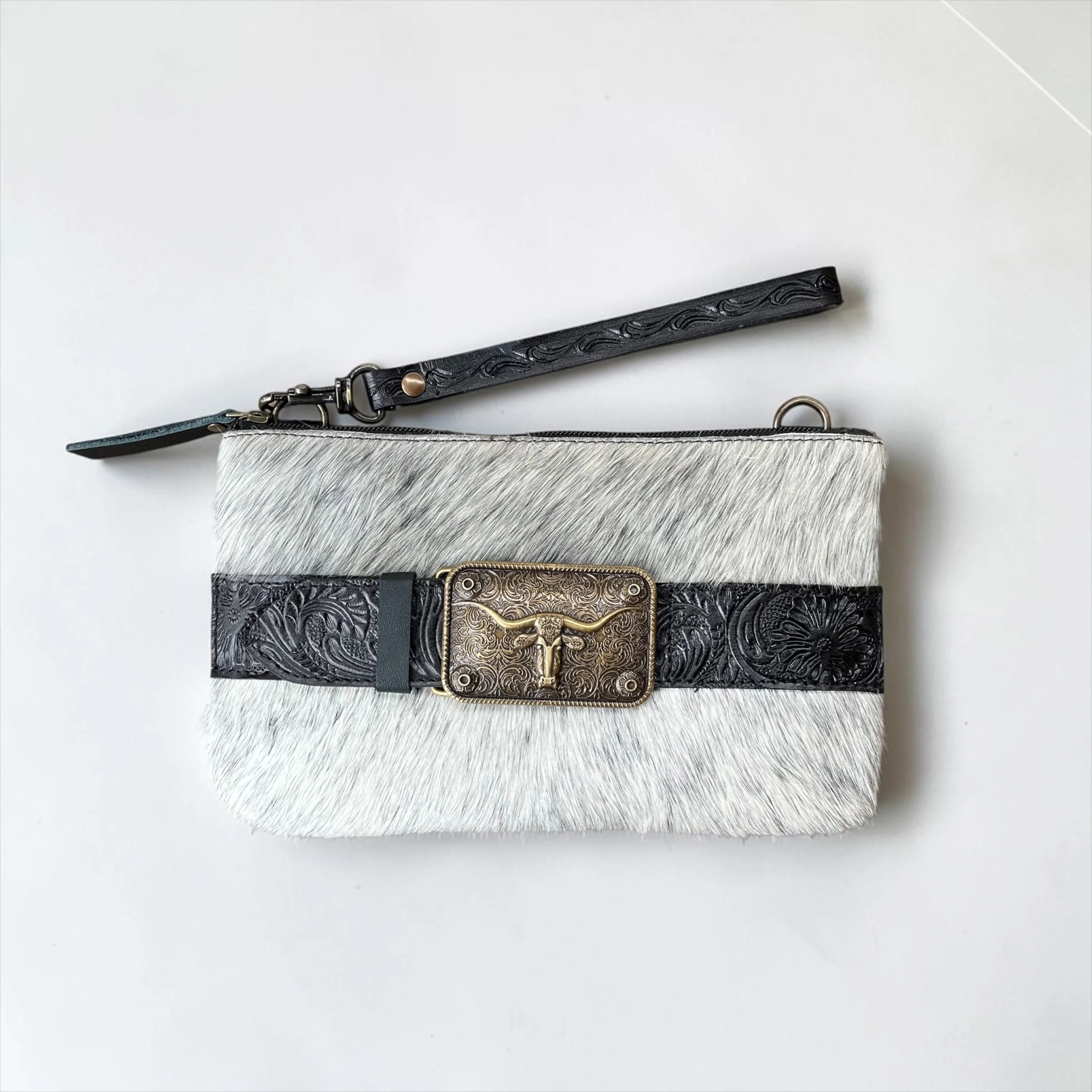 Black buckle wristlet/crossbody