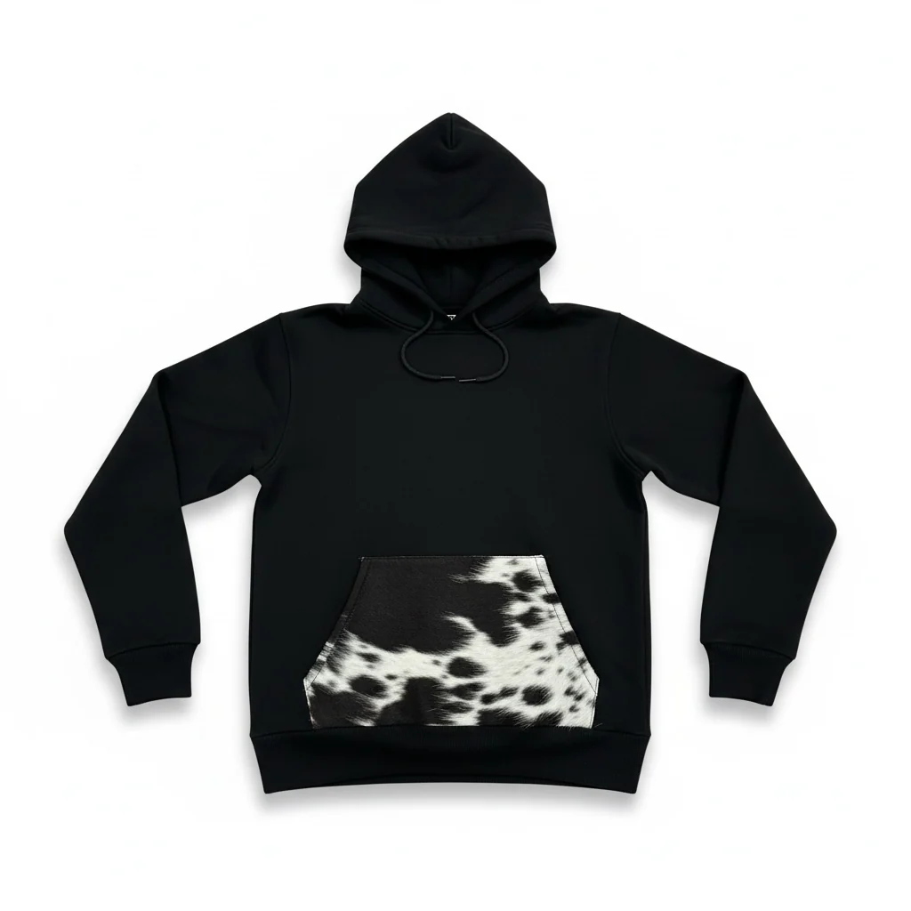 Black cowhide hoodie - Image 3