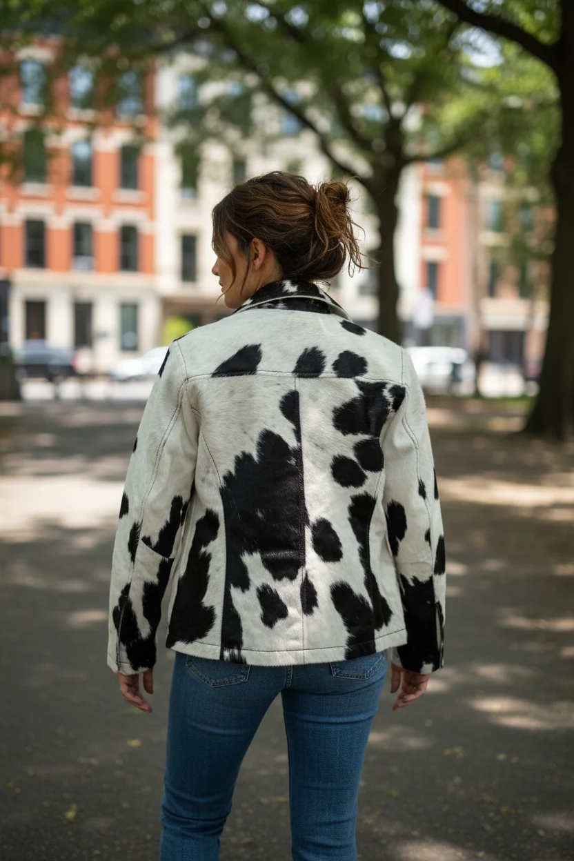 Black/white cowhide jacket (s) - Image 2