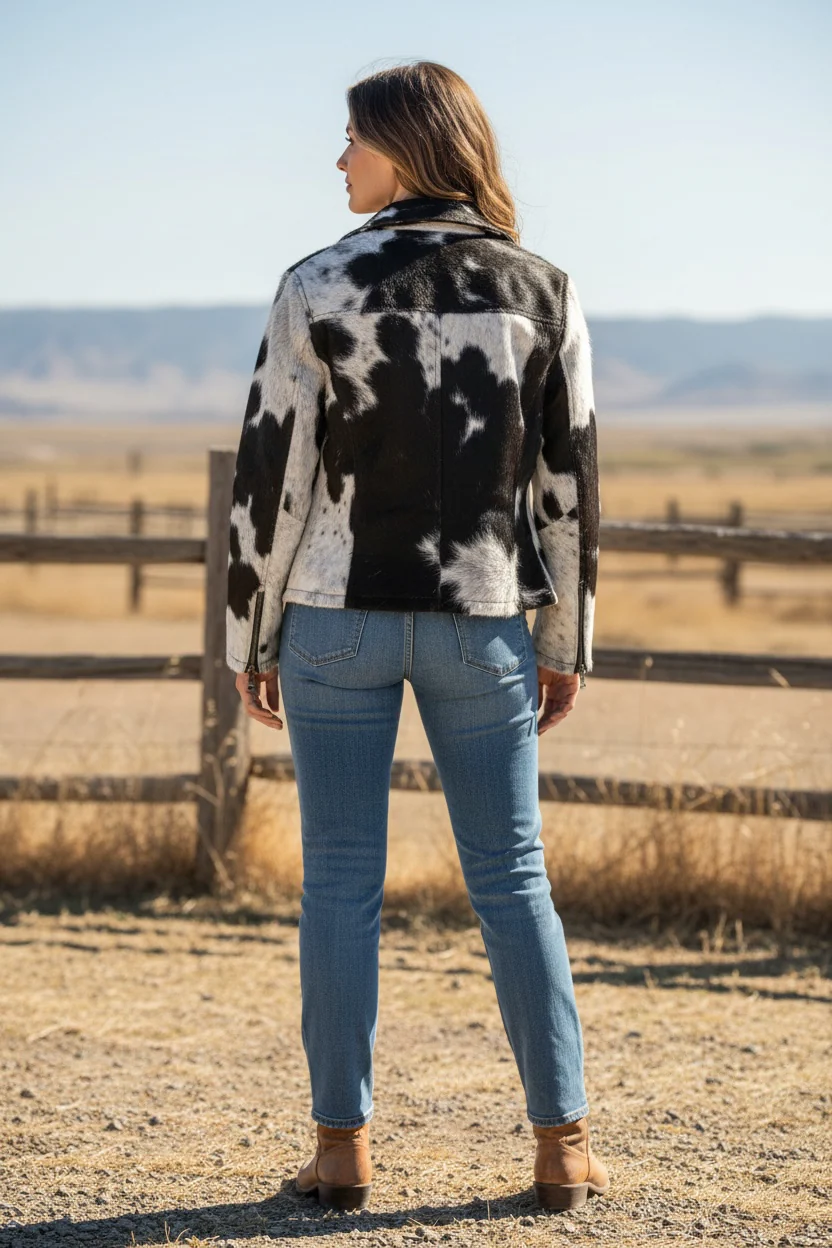 Black/white cowhide jacket (s) - Image 2