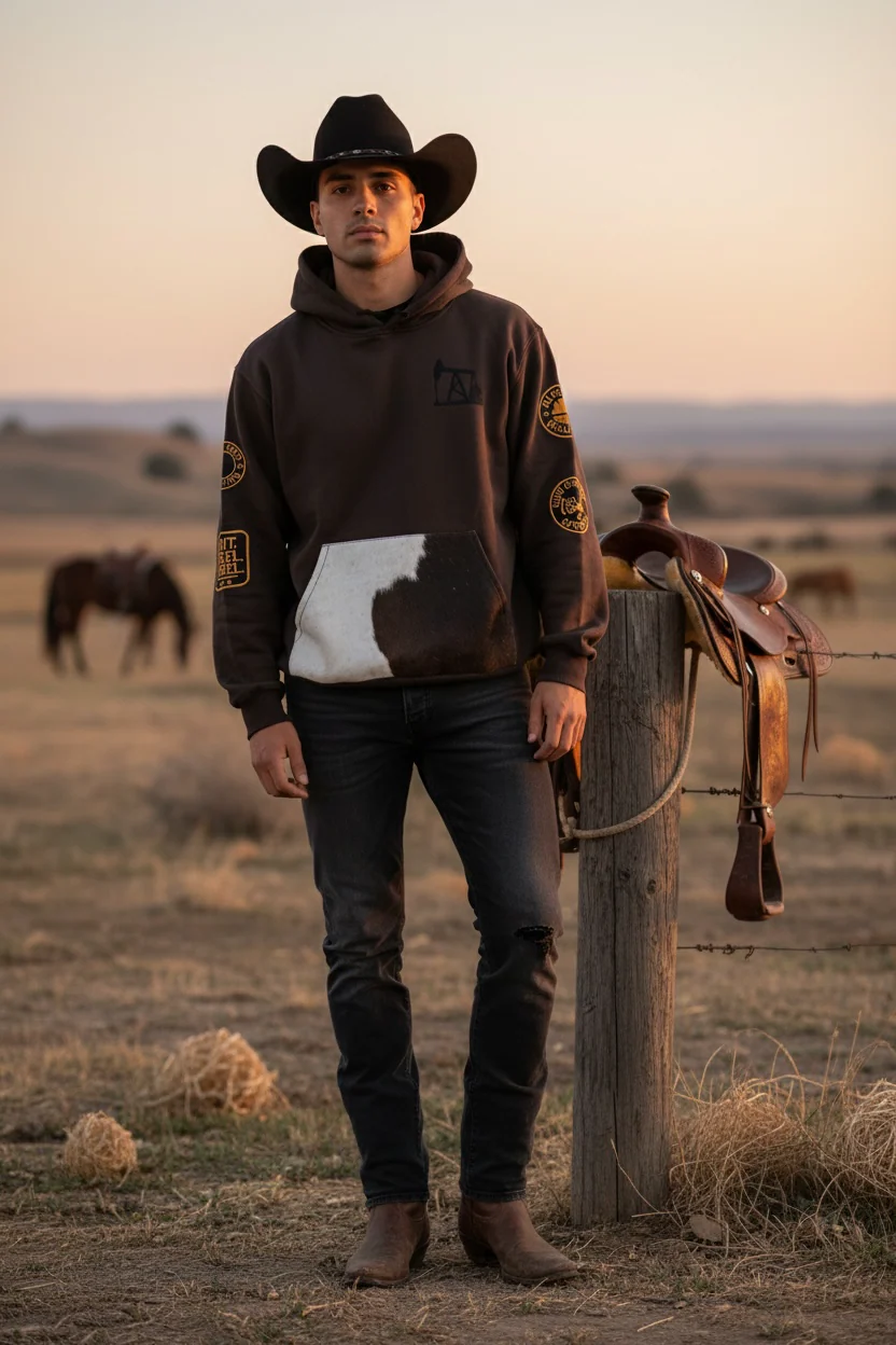 Brown cowhide hoodie - Image 2