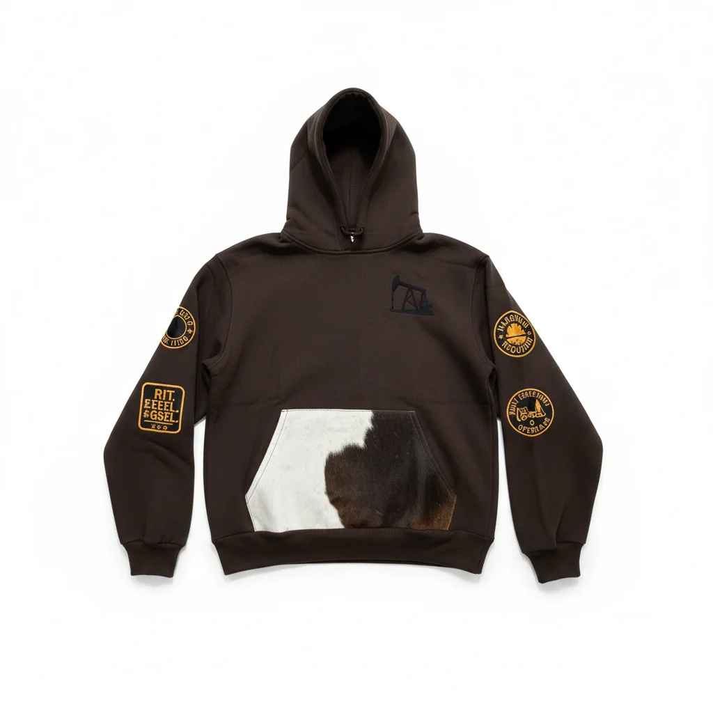 Brown cowhide hoodie - Image 3