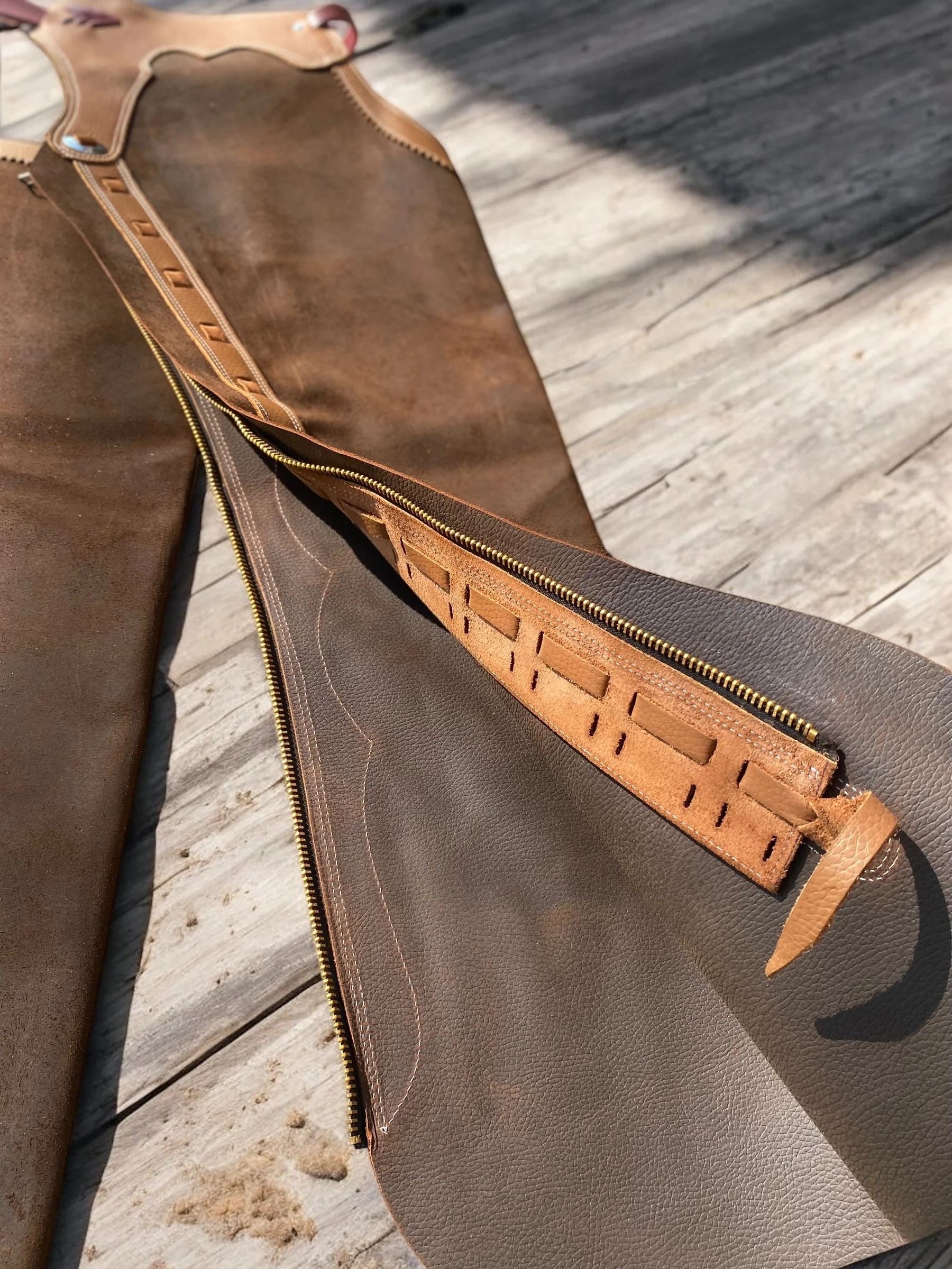 Brown Suede Leather Western Chaps - Image 2