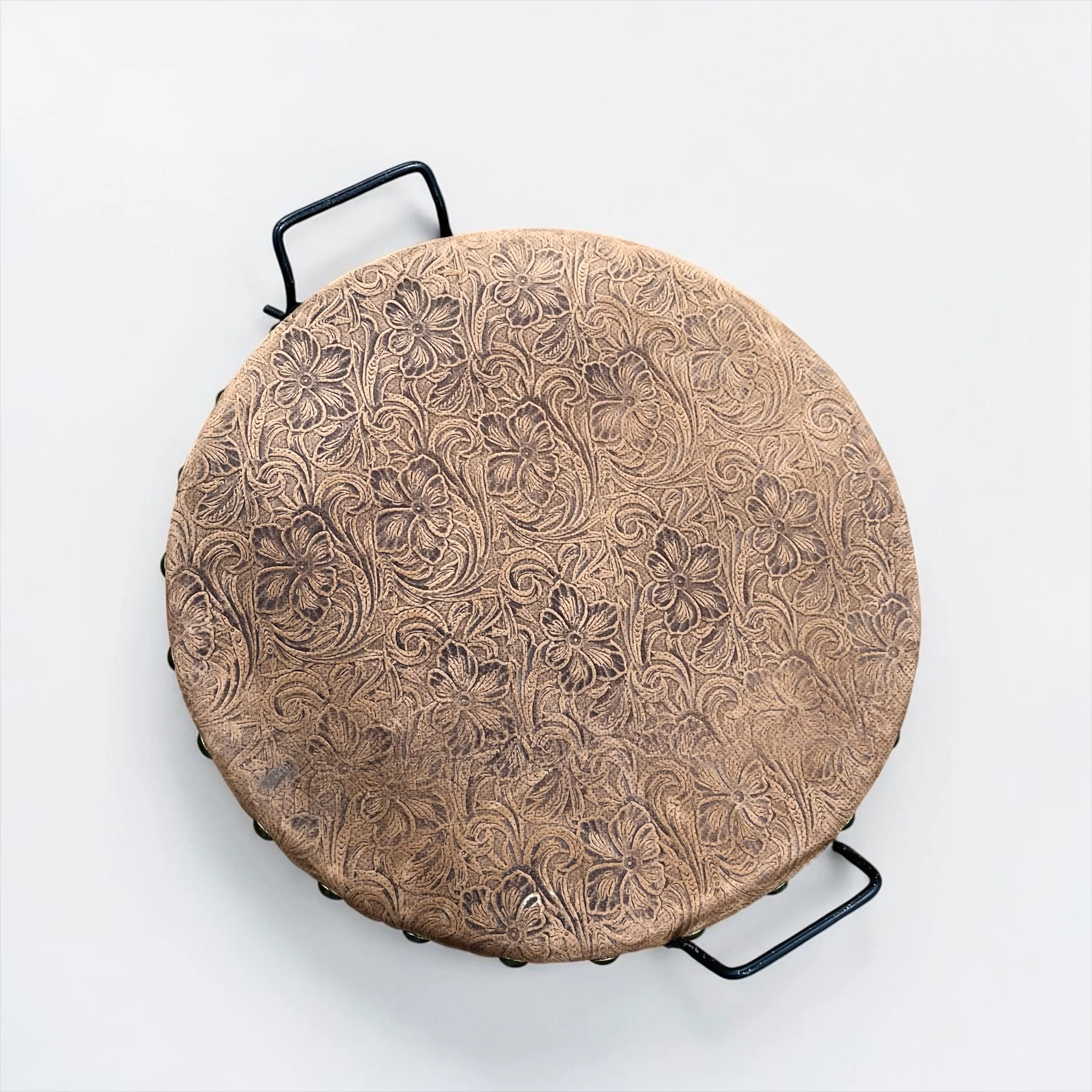 Brown tooled leather tray - Image 3
