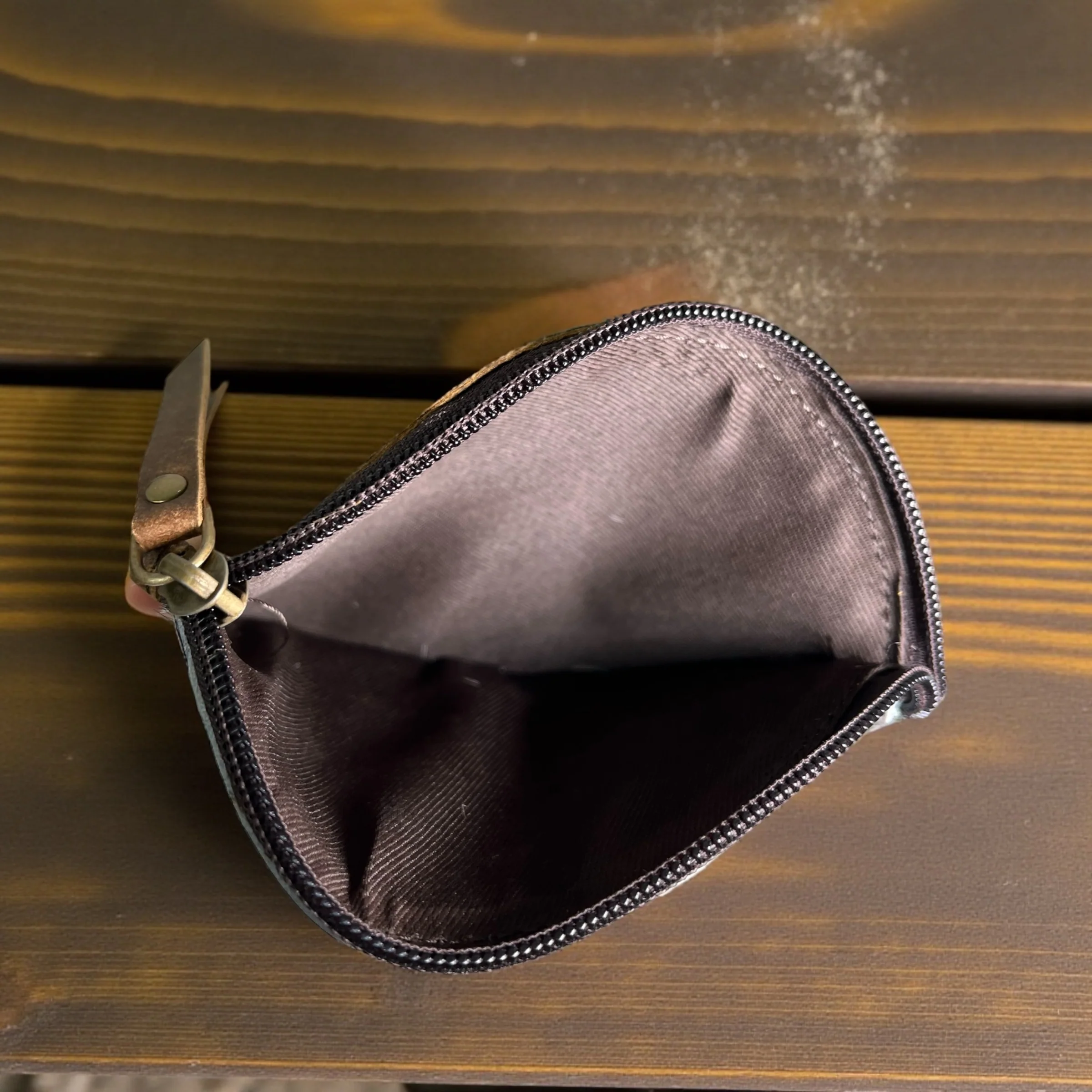 Cat cowhide & leather pouch bag charm - Image 2