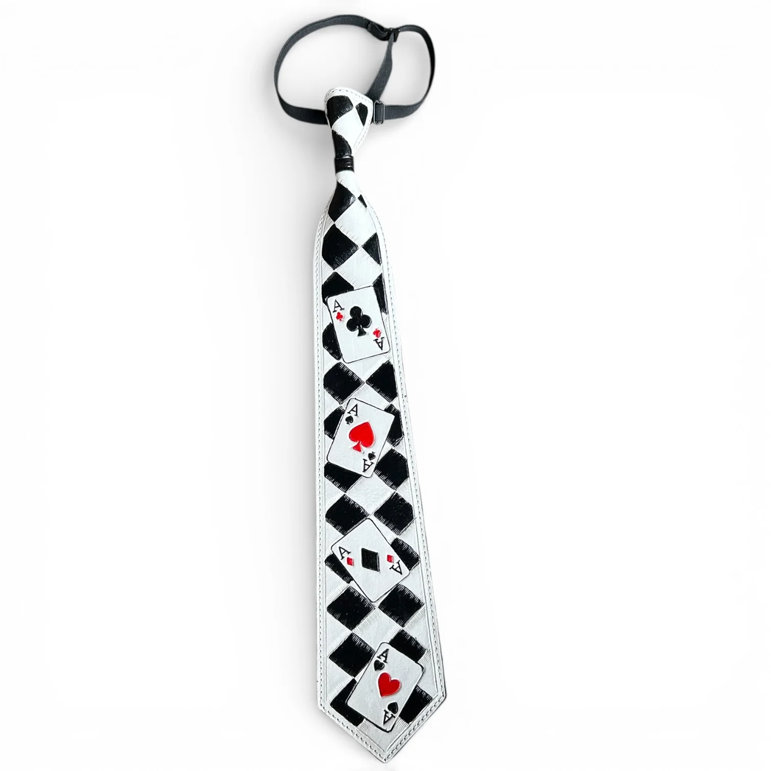 Checker cards tooled leather tie - Image 2