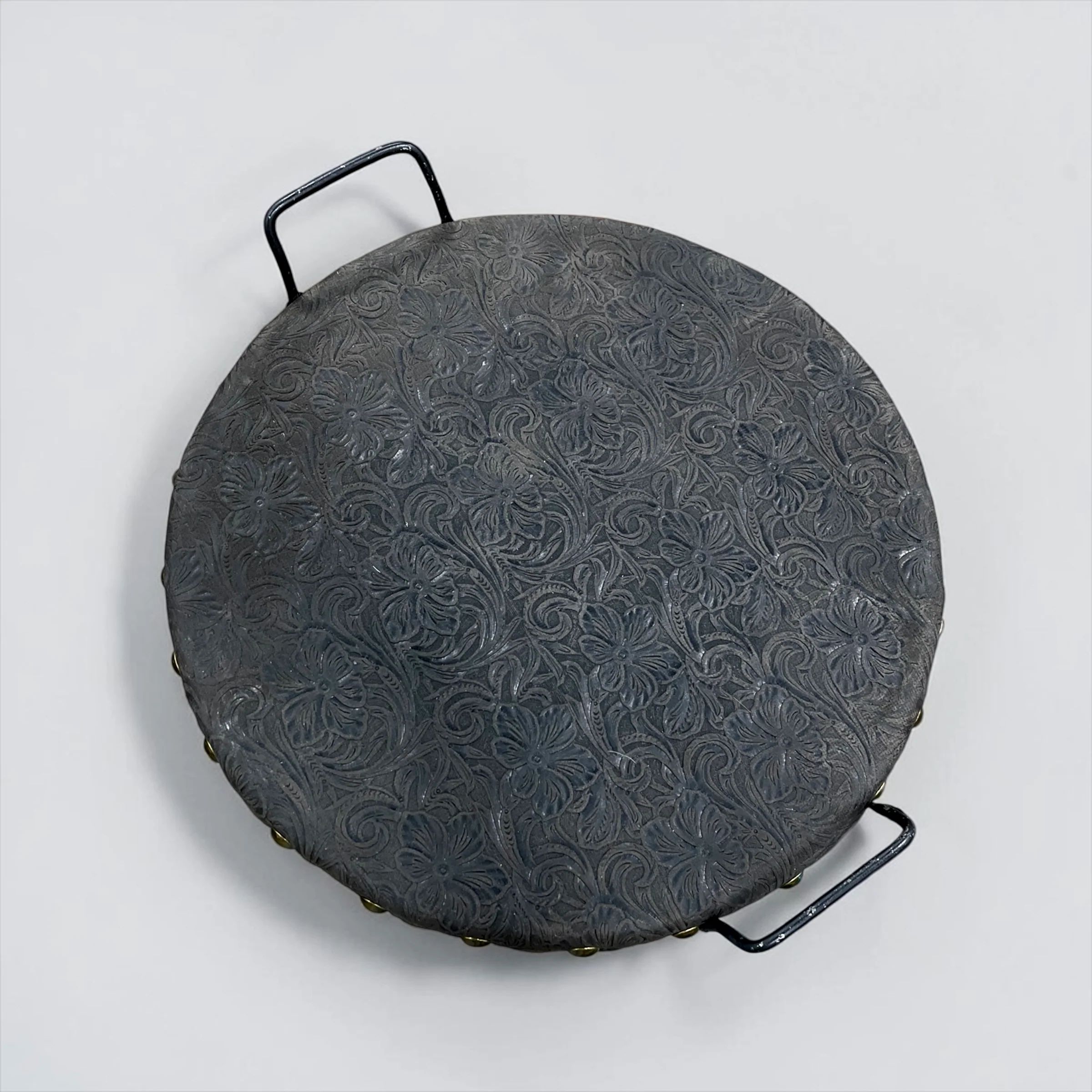 Chocolate tooled leather tray - Image 2