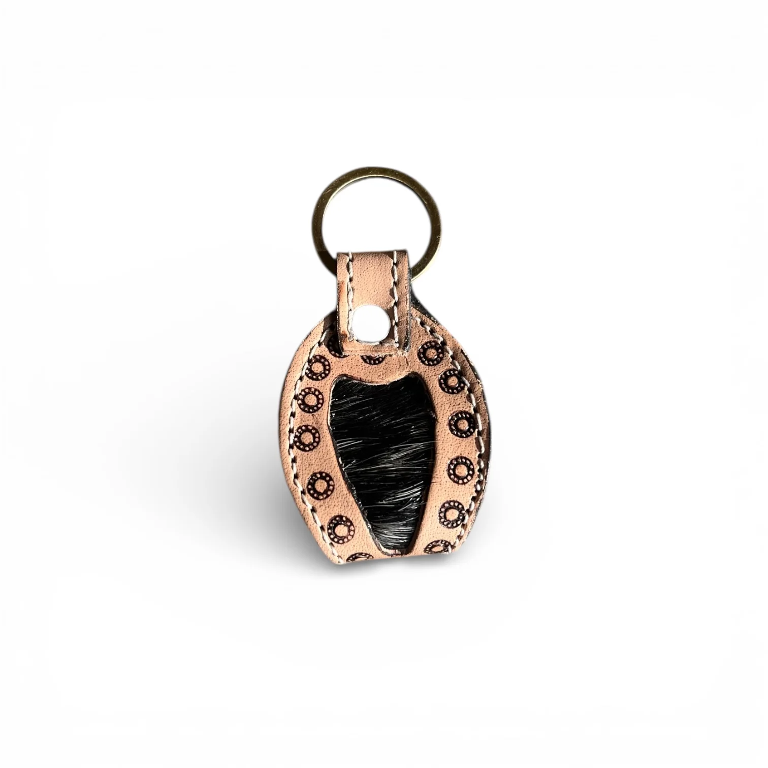 Cow tooled leather & cowhide keychain - Image 2