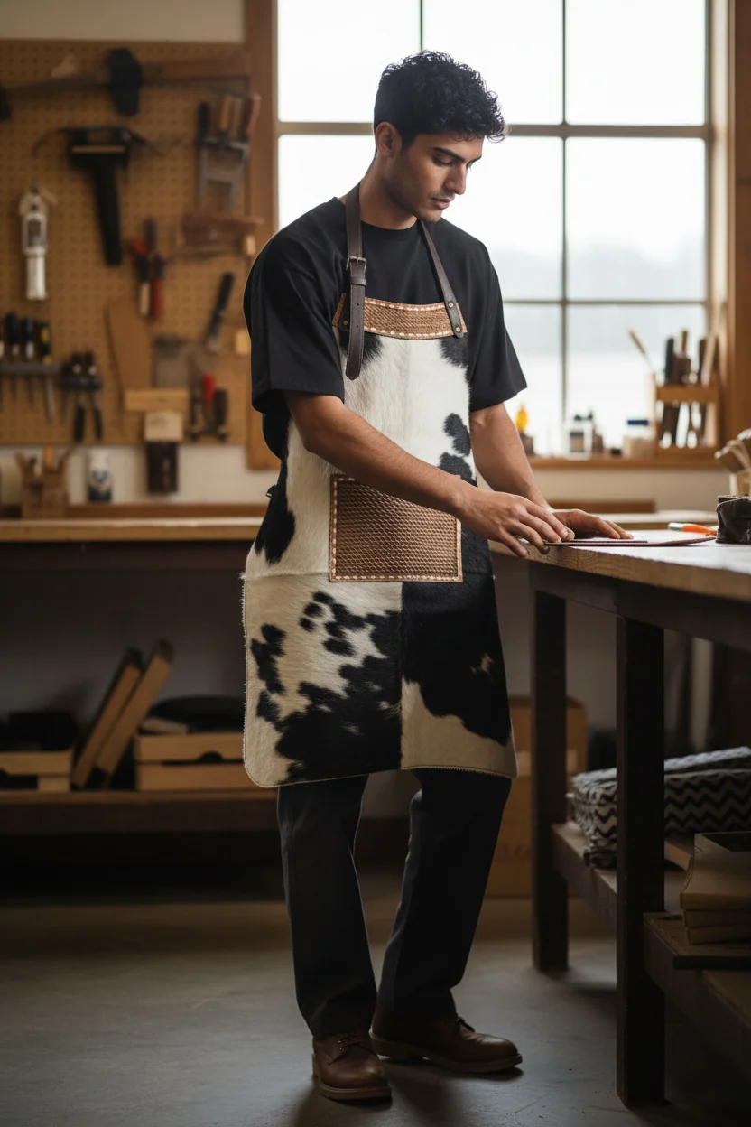 Cowhide Basketweave tooled leather apron - Image 2
