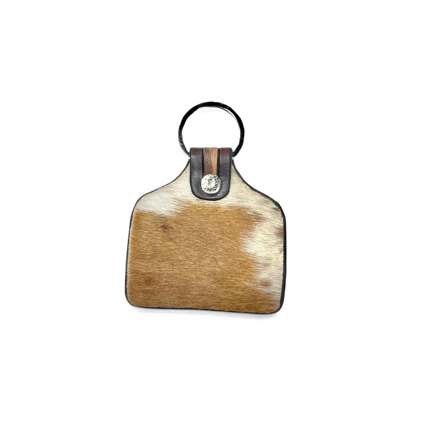 Longhorn tooled leather & cowhide keychain - Image 2