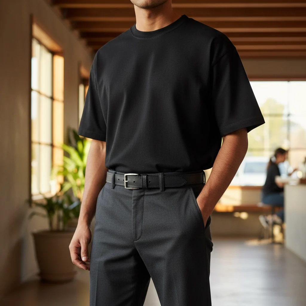 Midnight black leather belt - Image 2