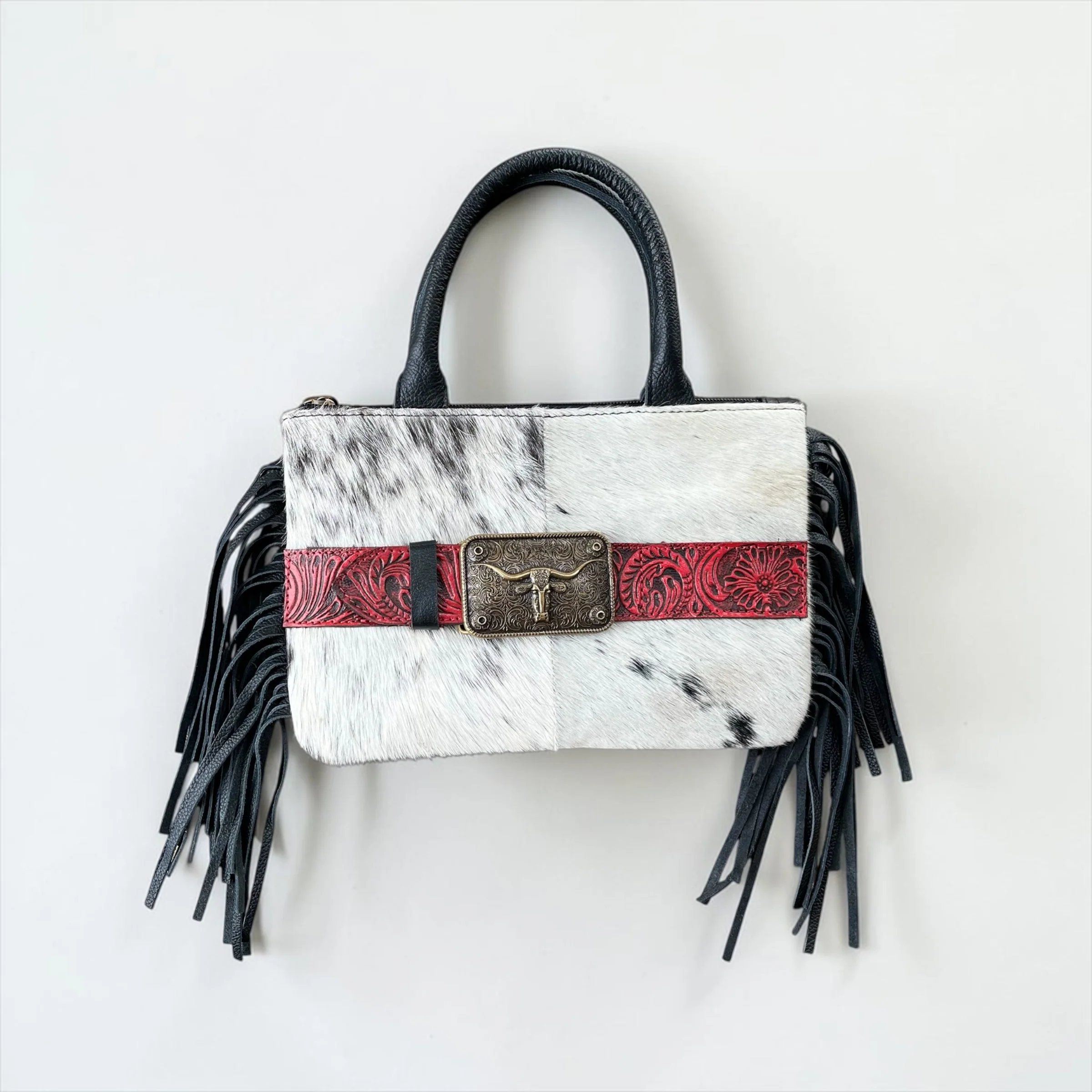 Red buckle fringe crossbody bag - Image 3