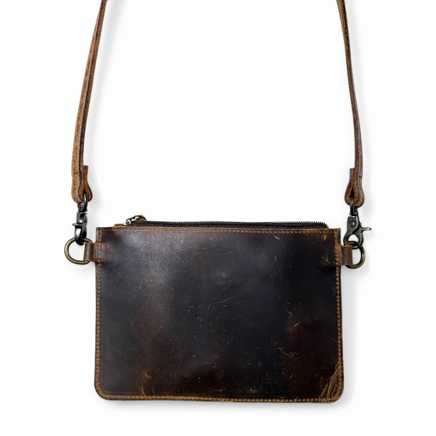 Red floral tooled leather crossbody bag - Image 3