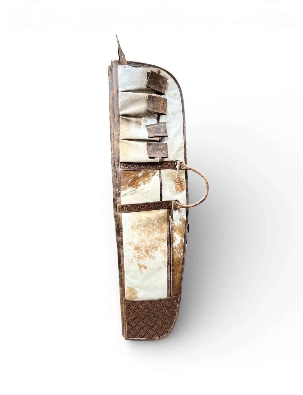 Rust cowhide & tooled leather rifle case