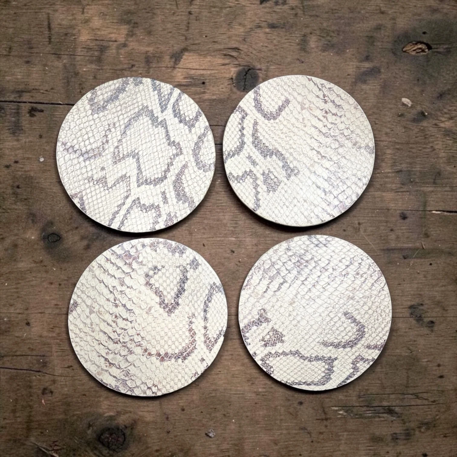 Snake print leather coasters (set of 4)