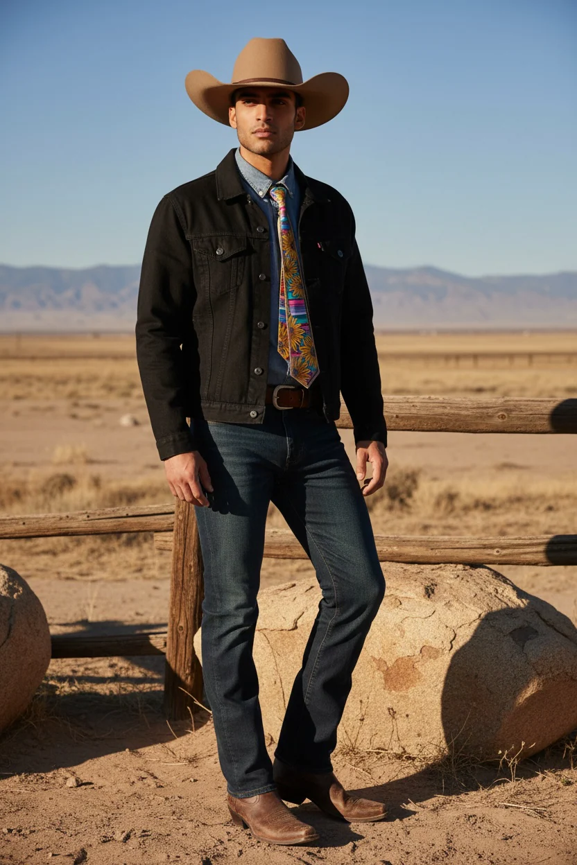 Sunflower tooled leather tie