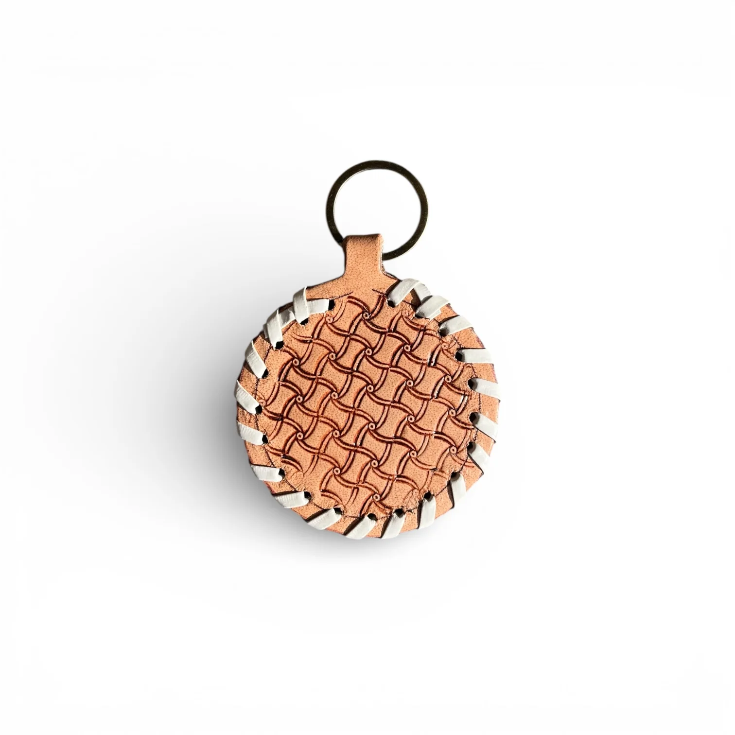 Tan tooled leather Keychain - Image 2