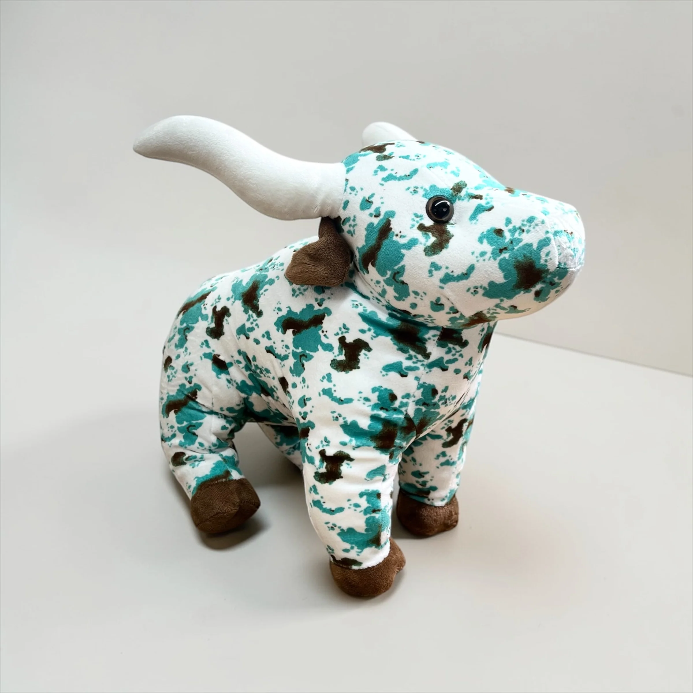 Turquoise Cowprint Longhorn- medium farm pal