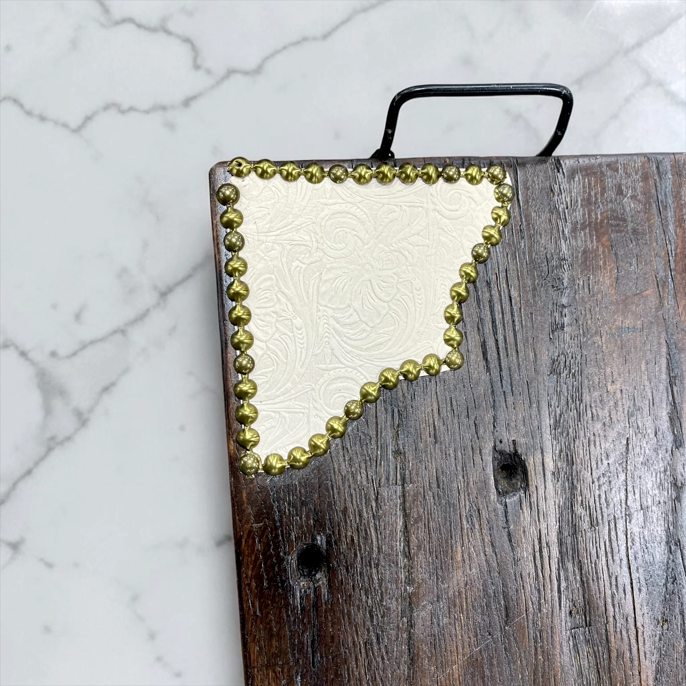 White leather wood tray - Image 3